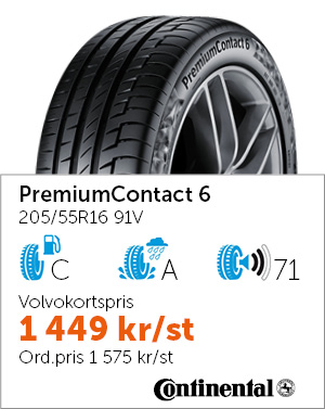 sommardäck Continental 205/55R16 91V PremiumContact6, pris 1449kr