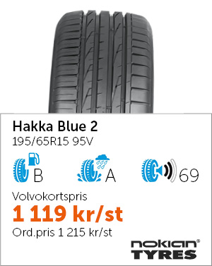 sommardäck Nokian 195/65R15 95V Hakka Blue 2, pris 1119kr