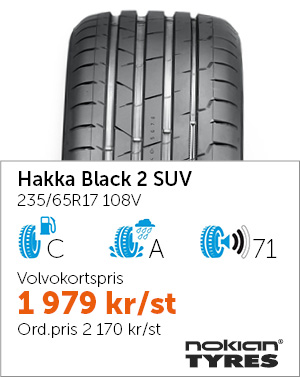 sommardäck Nokian 235/65R17 108V Hakka Black 2 SUV, pris 1979kr